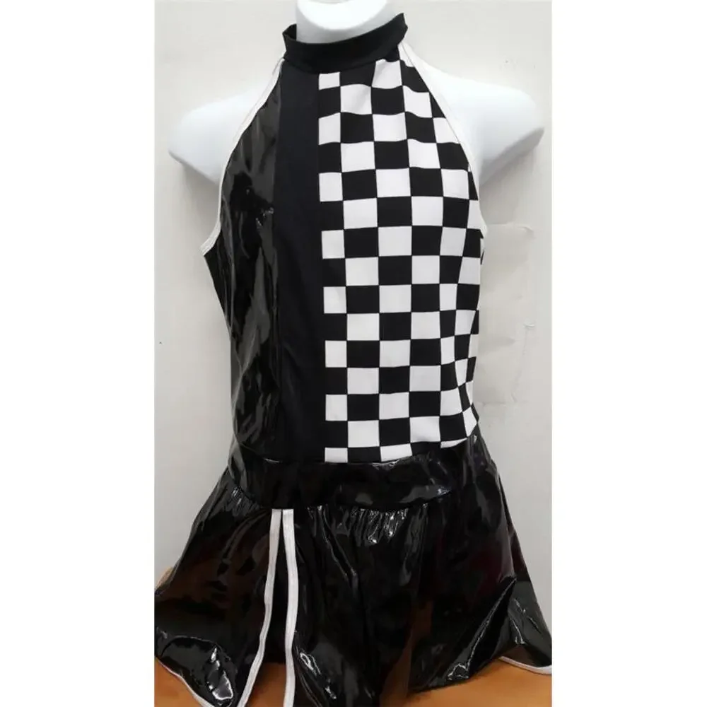 Pre-Owned Dance Costume Curtain Call  XL Child Black Racecar Jazz
